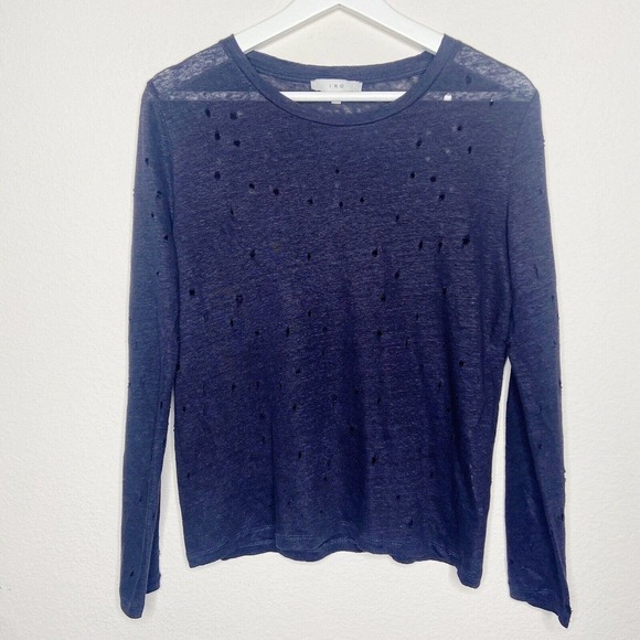 IRO Liza Distressed Long Sleeved Linen Top - Picture 2 of 7